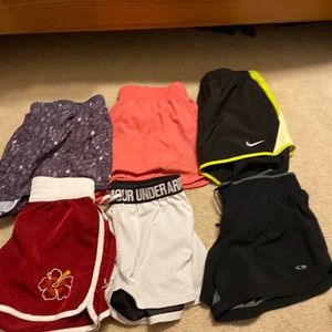 Various brand athletic shorts size Medium 6pairs good used condition